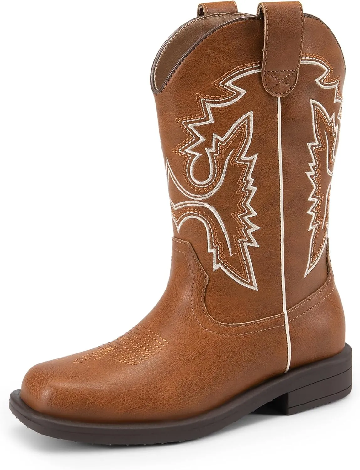 DREAM PAIRS Boys Girls Cowboy Boots Kids Western Square Toe Riding Boots