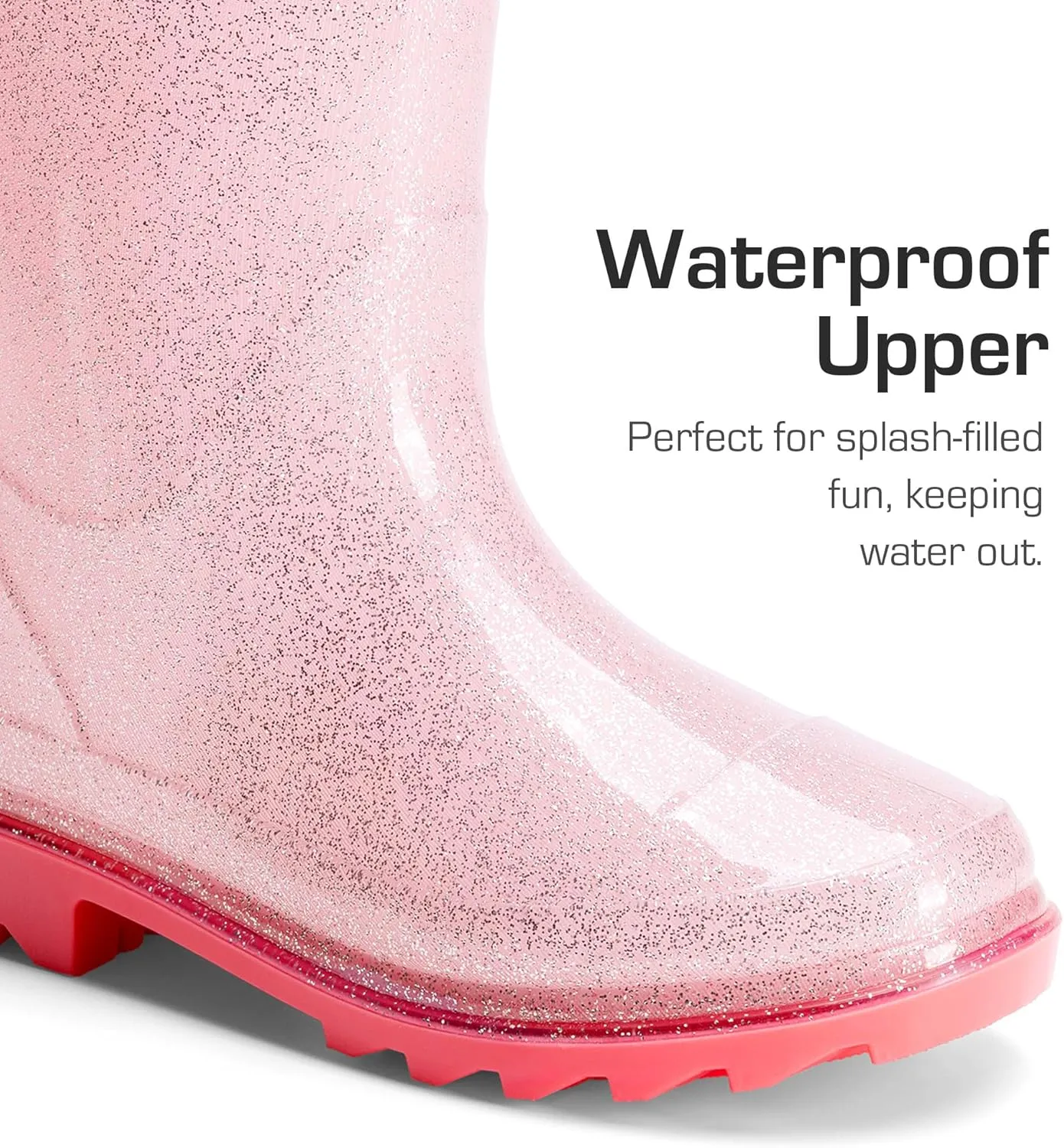 DREAM PAIRS Kids Rain Boots Glitter Boys Girls with Easy-on Handles Sparkly Waterproof Boots Outdoor Playing Rain Boots Unisex-Child