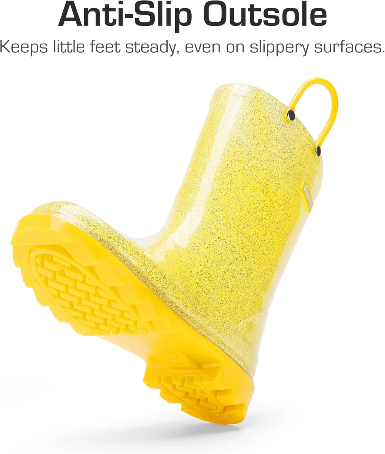DREAM PAIRS Kids Rain Boots Glitter Boys Girls with Easy-on Handles Sparkly Waterproof Boots Outdoor Playing Rain Boots Unisex-Child