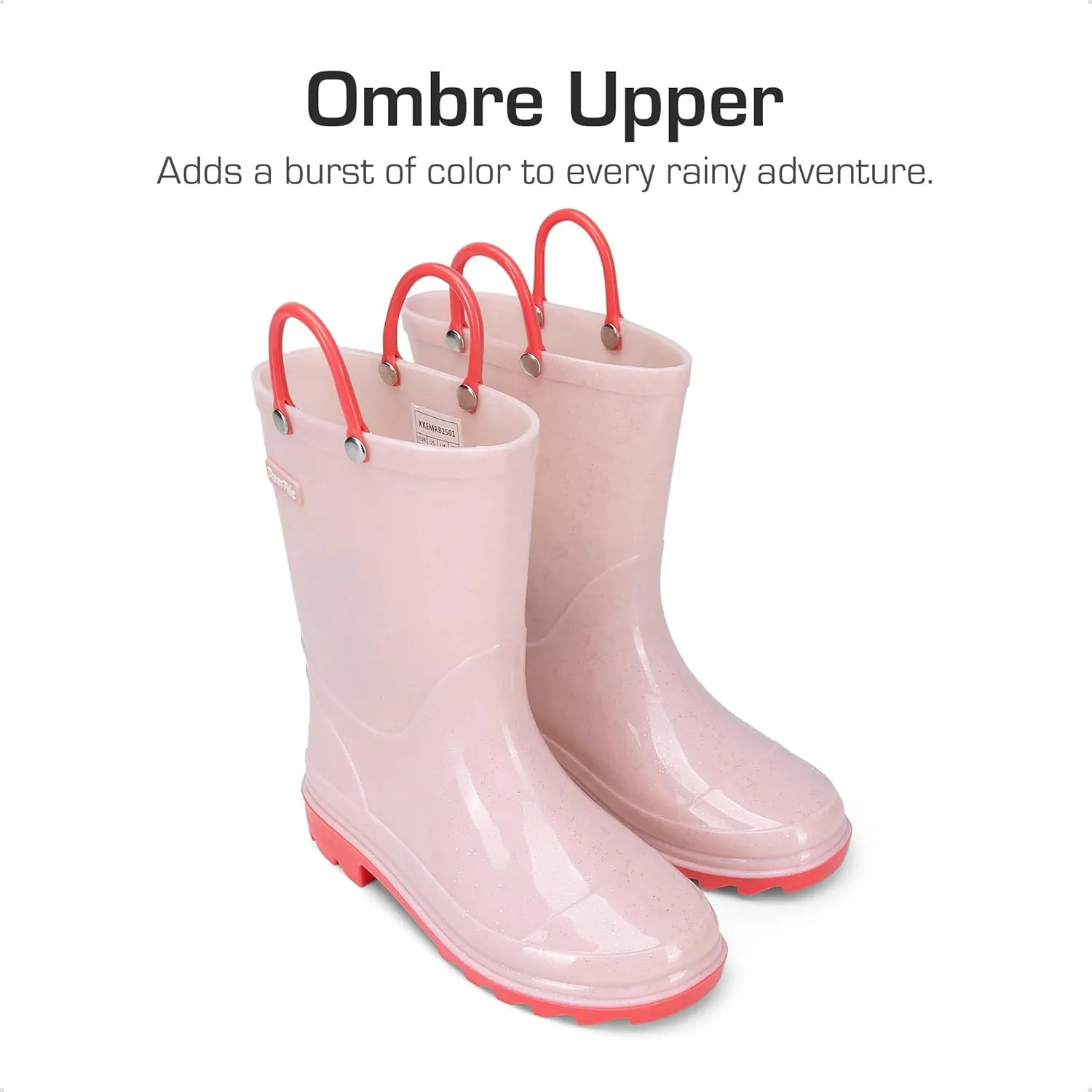 DREAM PAIRS Kids Rain Boots Glitter Boys Girls with Easy-on Handles Sparkly Waterproof Boots Outdoor Playing Rain Boots Unisex-Child