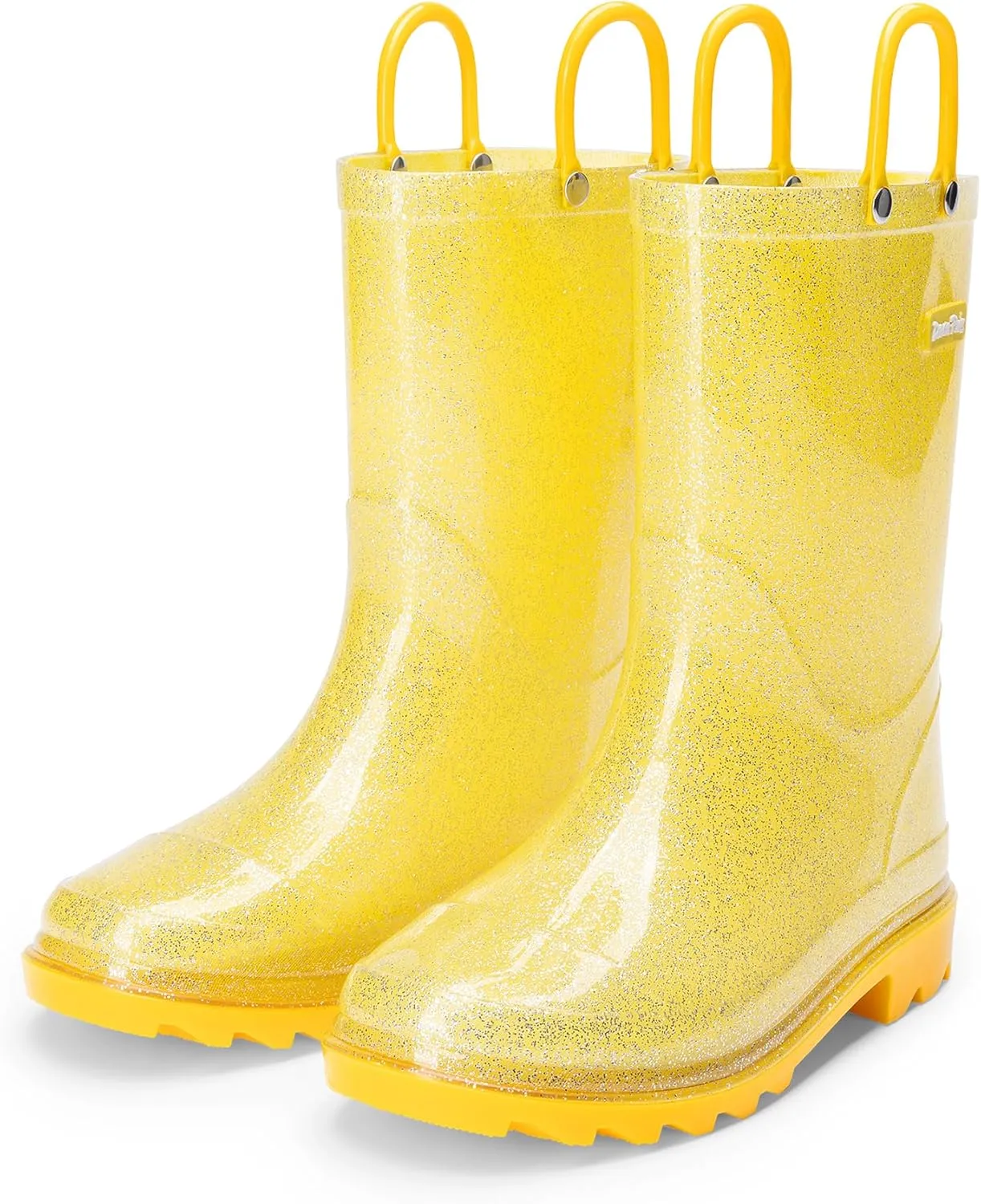DREAM PAIRS Kids Rain Boots Glitter Boys Girls with Easy-on Handles Sparkly Waterproof Boots Outdoor Playing Rain Boots Unisex-Child