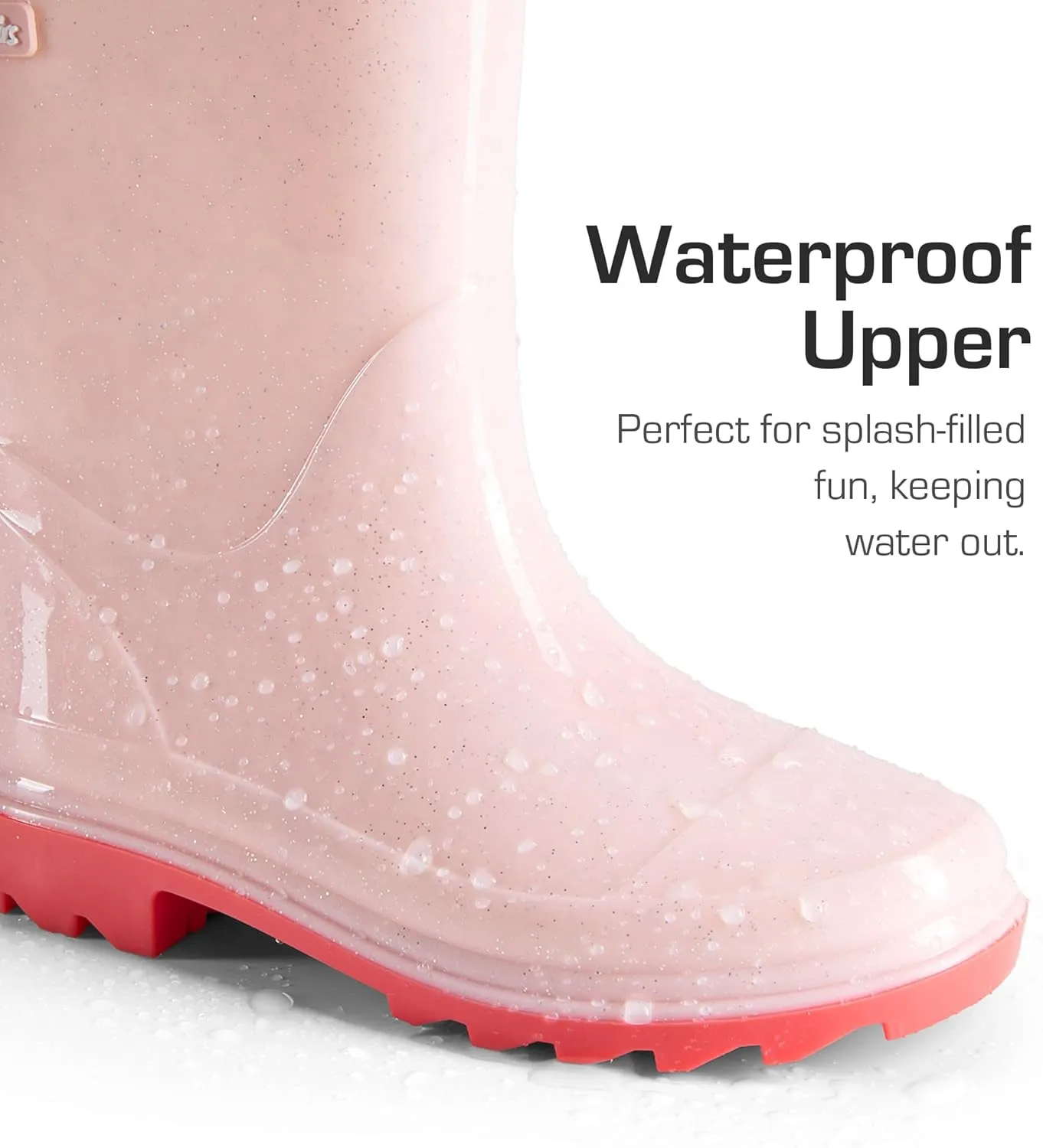 DREAM PAIRS Kids Rain Boots Glitter Boys Girls with Easy-on Handles Sparkly Waterproof Boots Outdoor Playing Rain Boots Unisex-Child