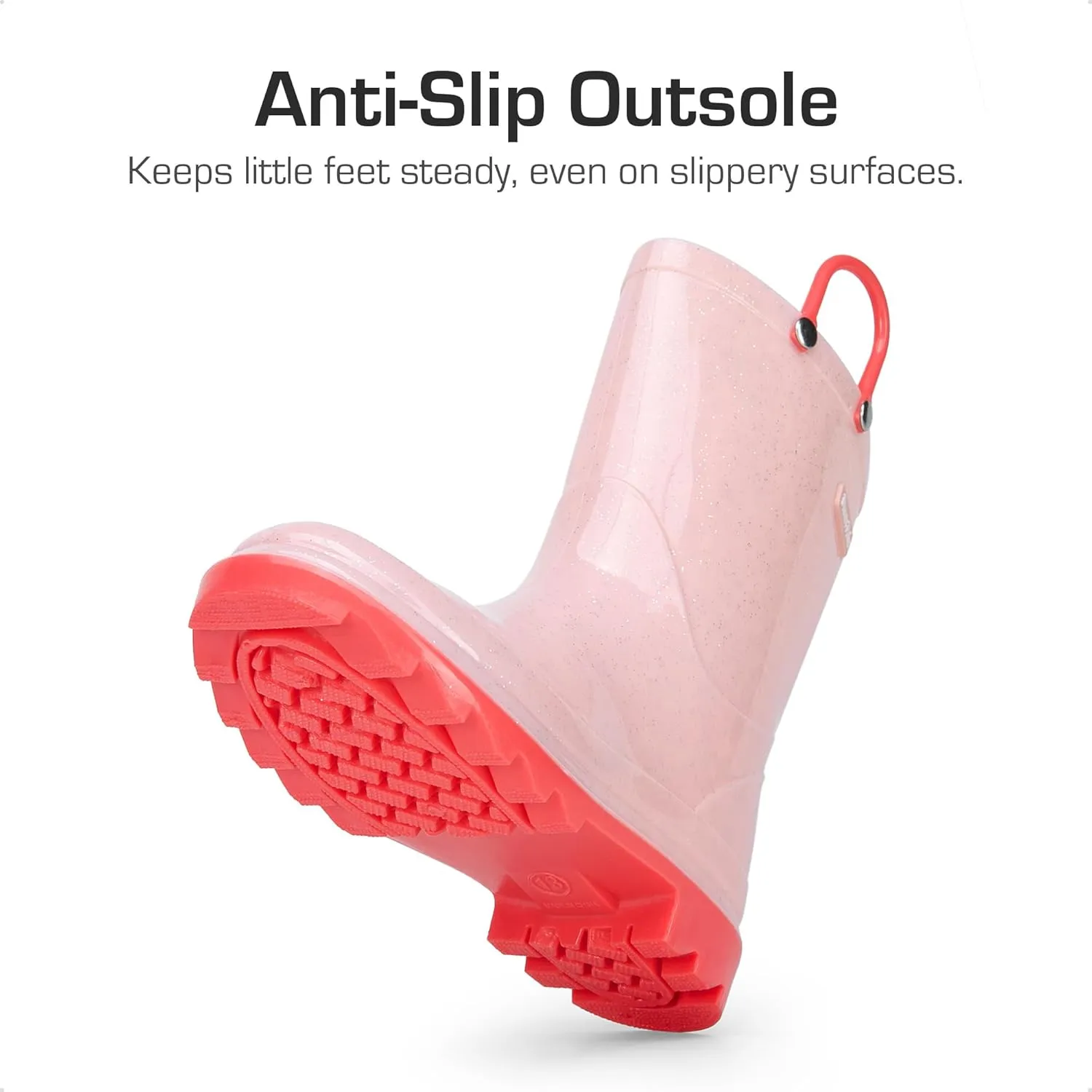 DREAM PAIRS Kids Rain Boots Glitter Boys Girls with Easy-on Handles Sparkly Waterproof Boots Outdoor Playing Rain Boots Unisex-Child