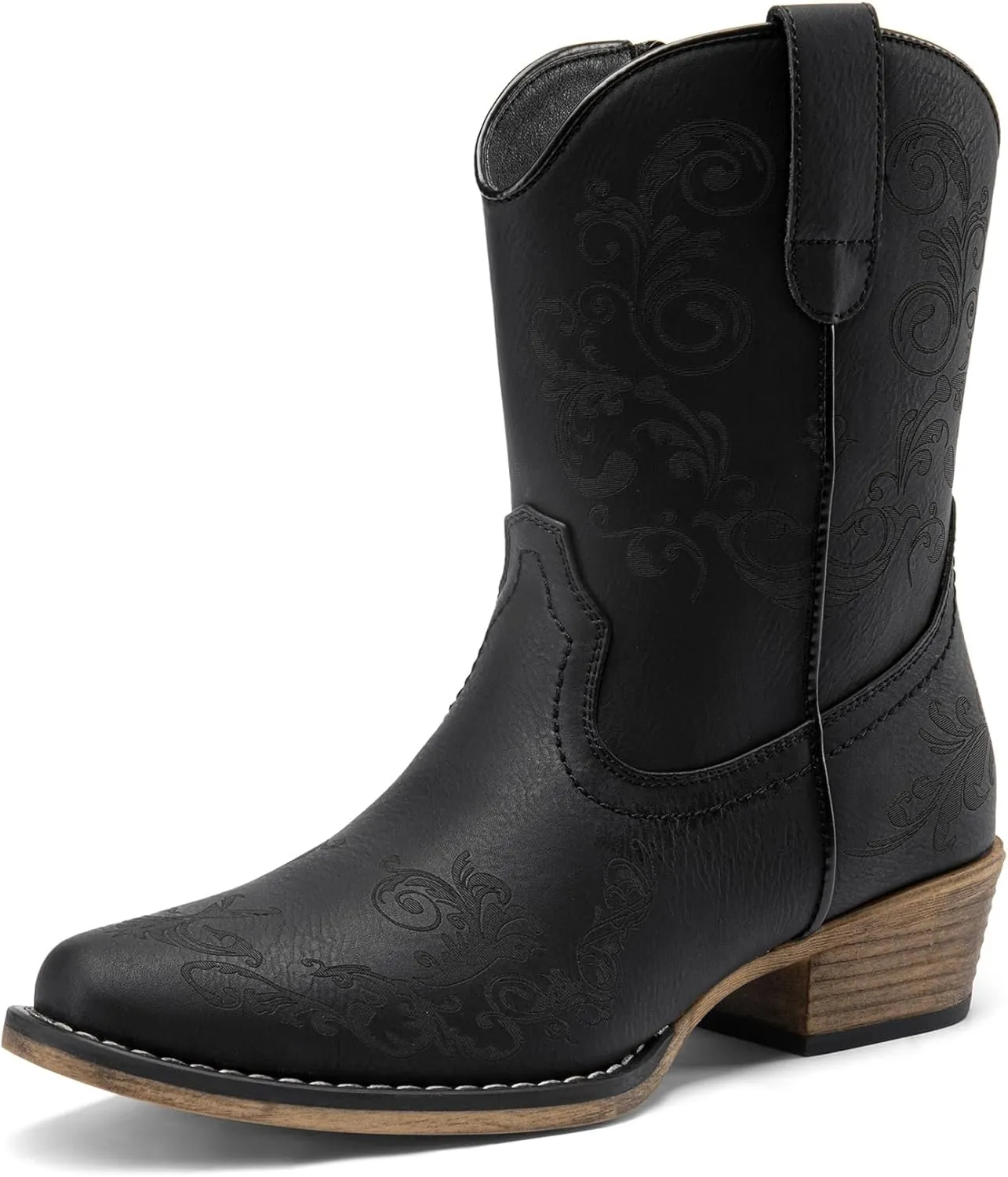 DREAM PAIRS Women's Cowboy Cowgirl Western Ankle Boots Low Chunky Heels Square Toe Fall Short Booties Shoes
