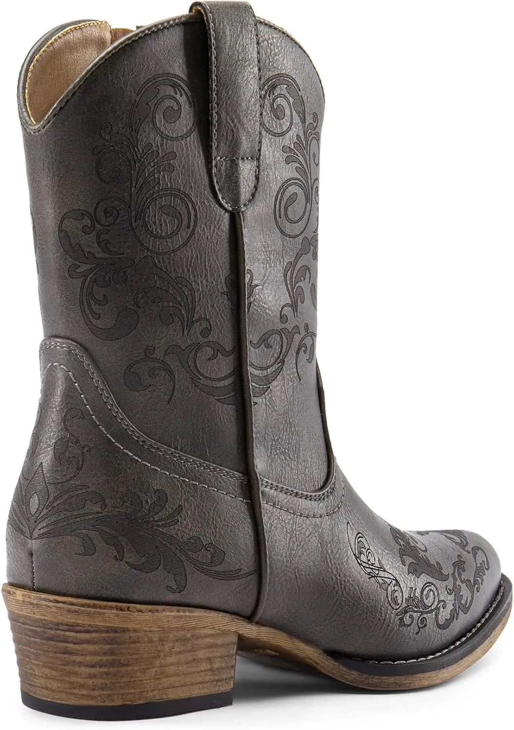 DREAM PAIRS Women's Cowboy Cowgirl Western Ankle Boots Low Chunky Heels Square Toe Fall Short Booties Shoes