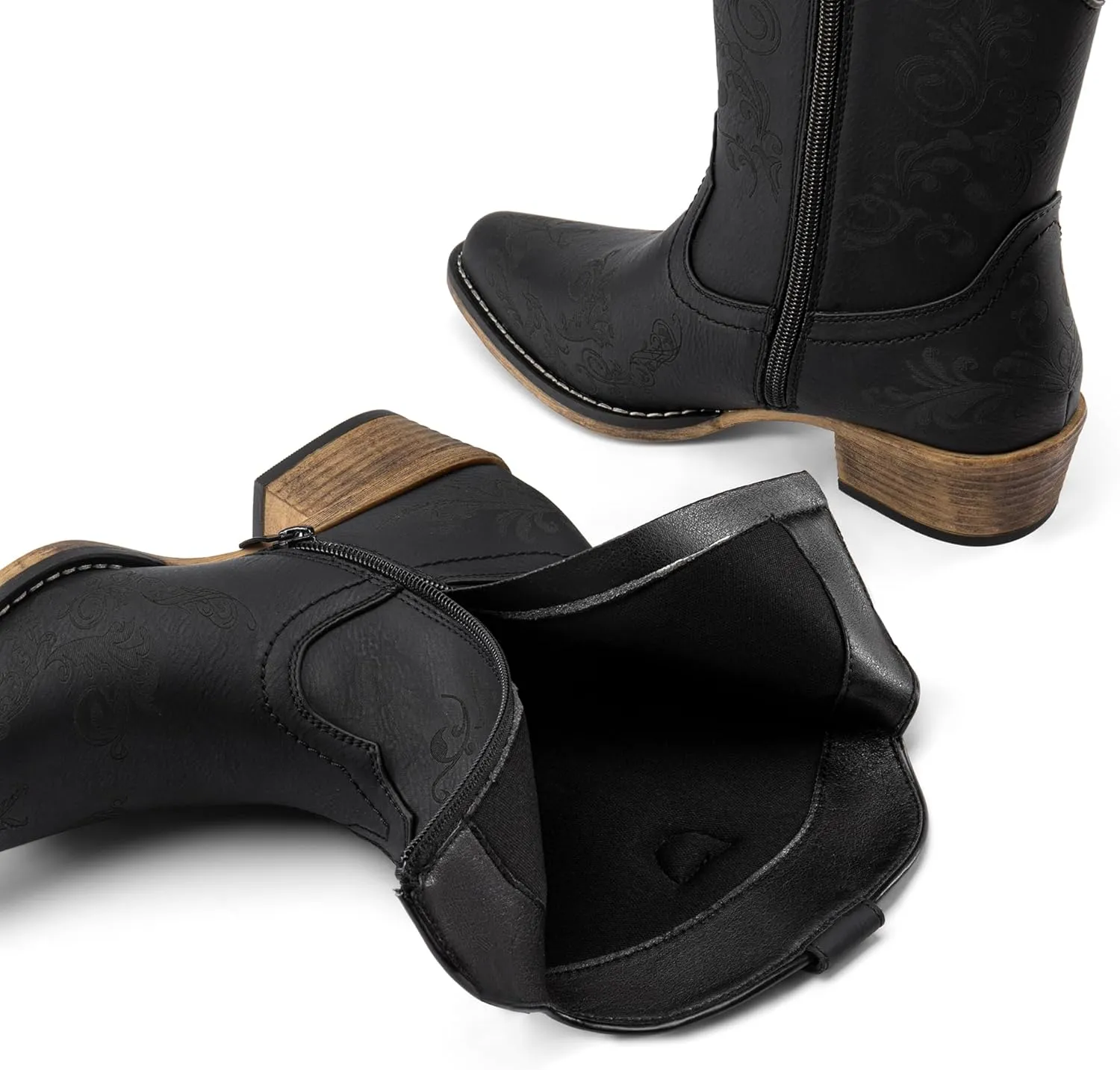DREAM PAIRS Women's Cowboy Cowgirl Western Ankle Boots Low Chunky Heels Square Toe Fall Short Booties Shoes