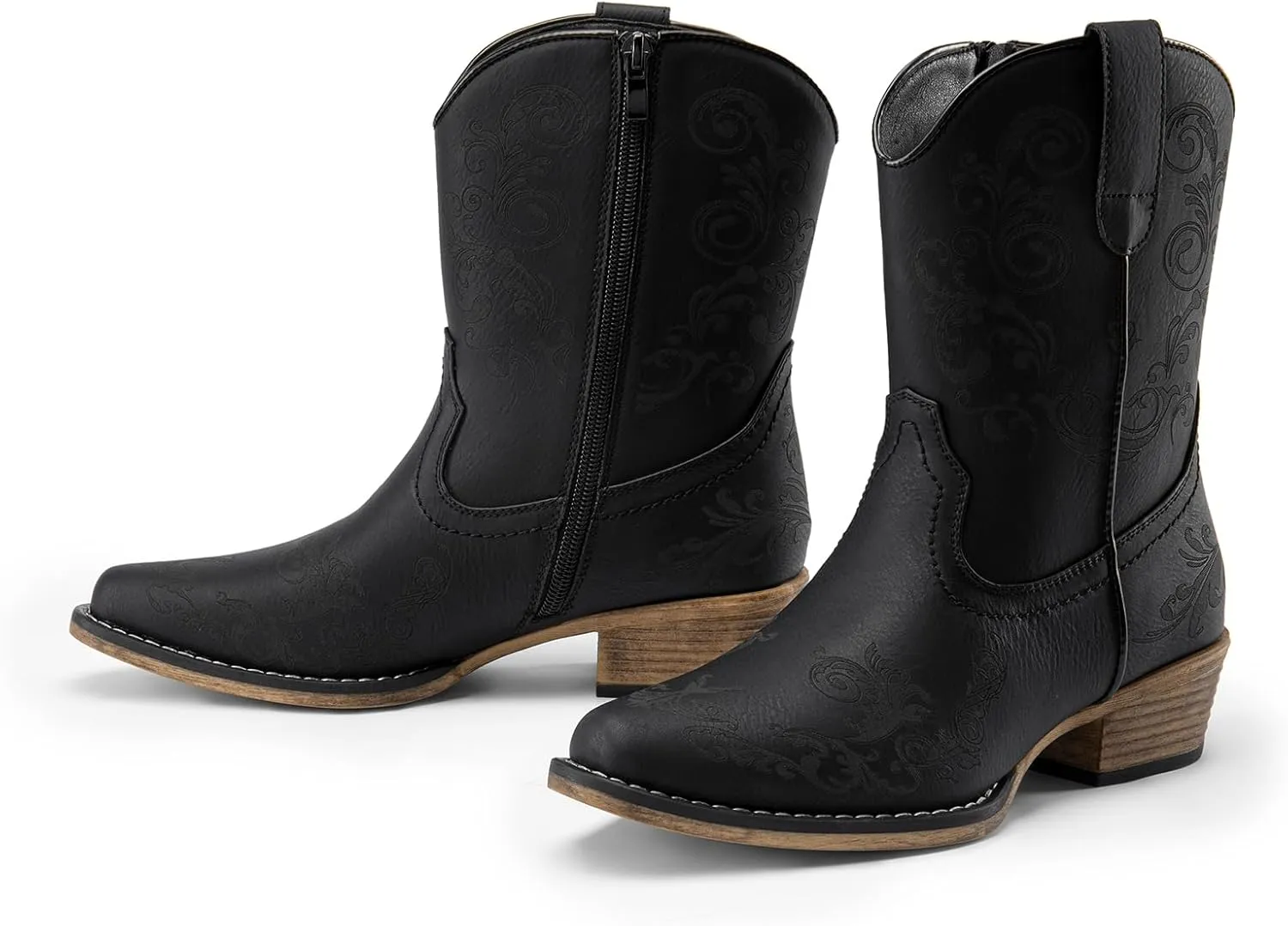 DREAM PAIRS Women's Cowboy Cowgirl Western Ankle Boots Low Chunky Heels Square Toe Fall Short Booties Shoes