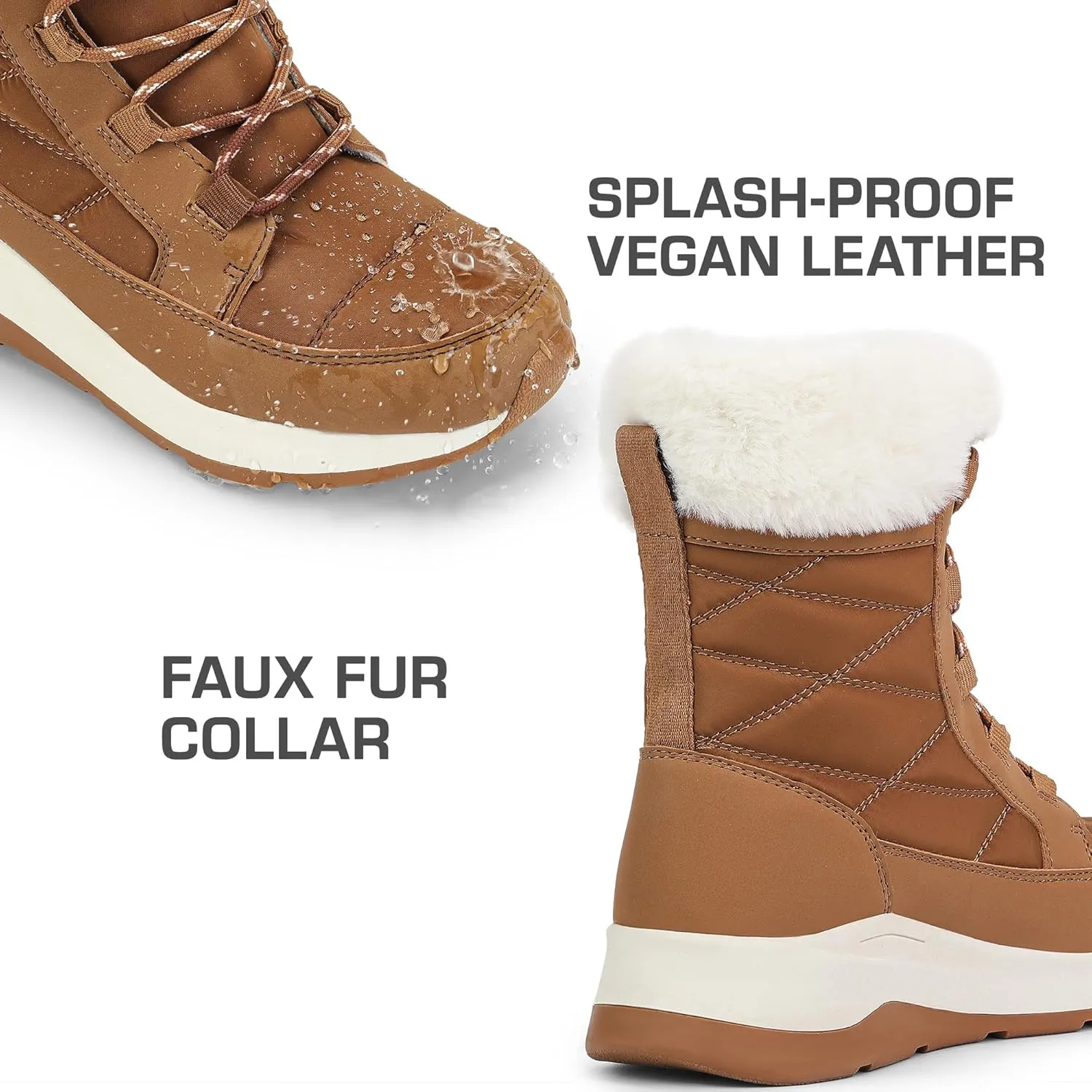 DREAM PAIRS Women's Winter Snow Boots Waterproof Lightweight Warm Faux Fur Lined Insulated Outdoor Ladies Mid-Calf Booties