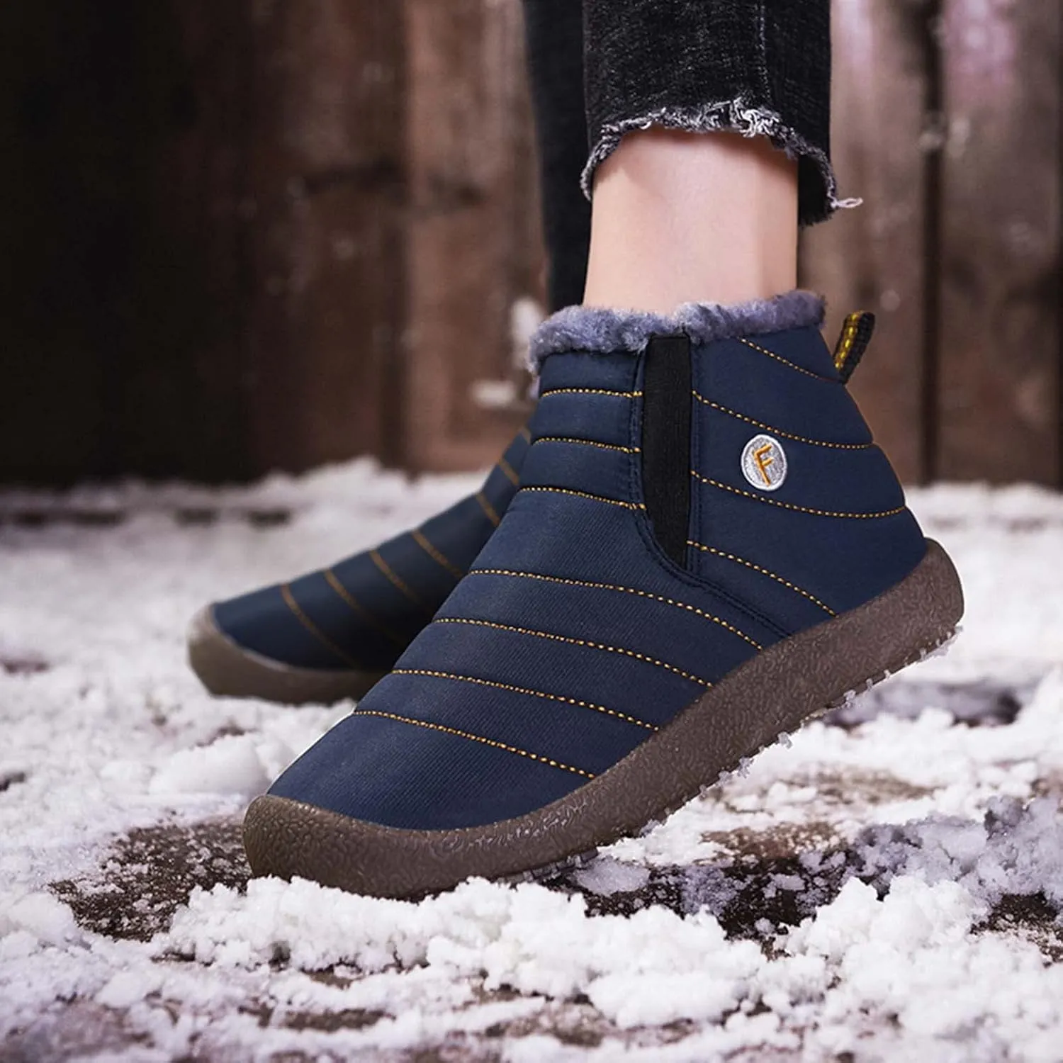 Eliogn Boys Girls Snow Boots Winter Warm High-Top Shoes Outdoor Sports Non-Slip Hiking Shoes Winter Shoes Antiskid Boots for Kids