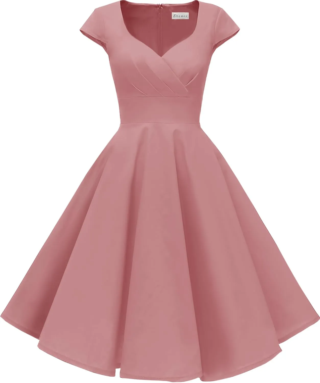 Ellames Women's 1950s Retro Vintage Dresses Elegant 2025 Cocktail Party Dress Cap Sleeve Dress with Pocket