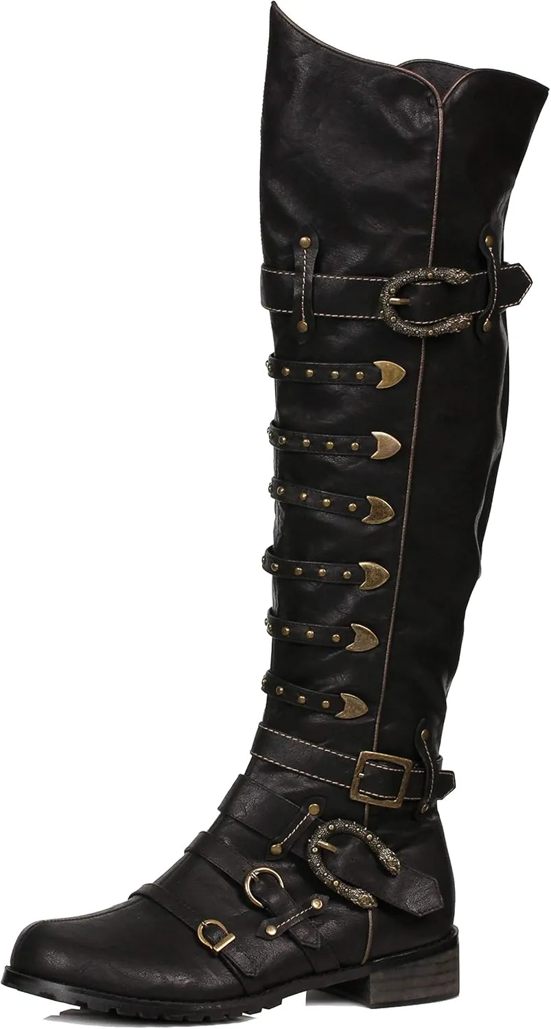 Ellie Men's 158-Wilbur Steampunk Costume Boots - Combat Shoes, Black Patent, M
