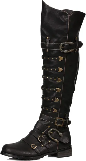 Ellie Men's 158-Wilbur Steampunk Costume Boots - Combat Shoes, Black Patent, M