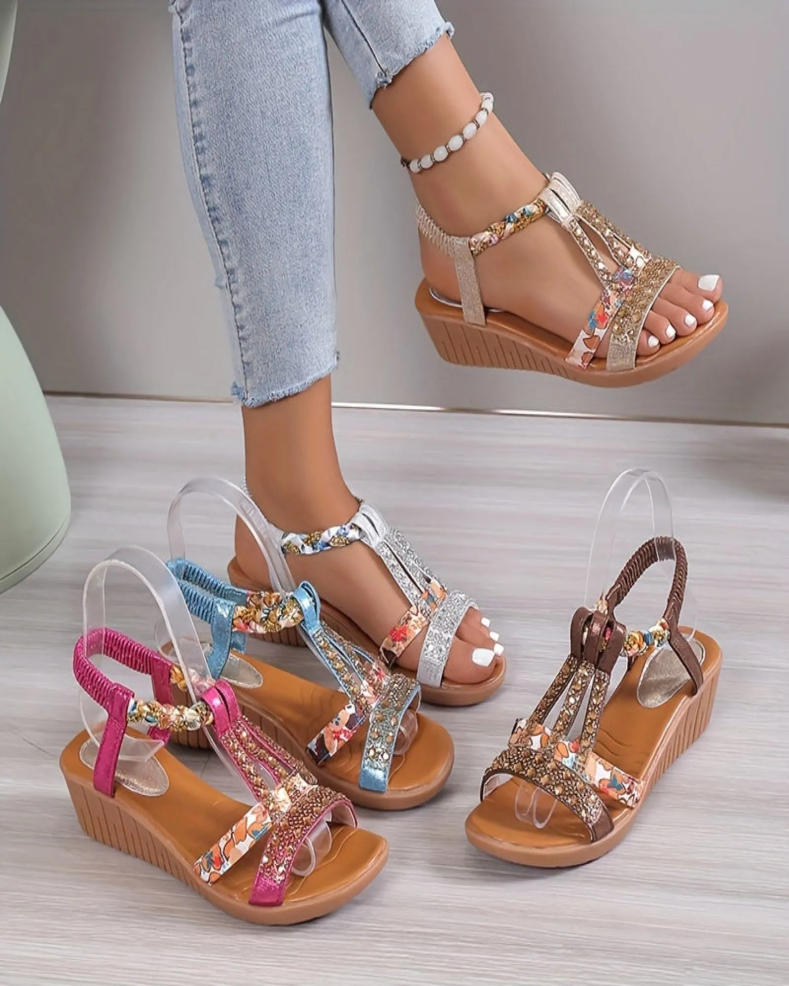 Emily – Stylish Bohemian Wedge Sandals