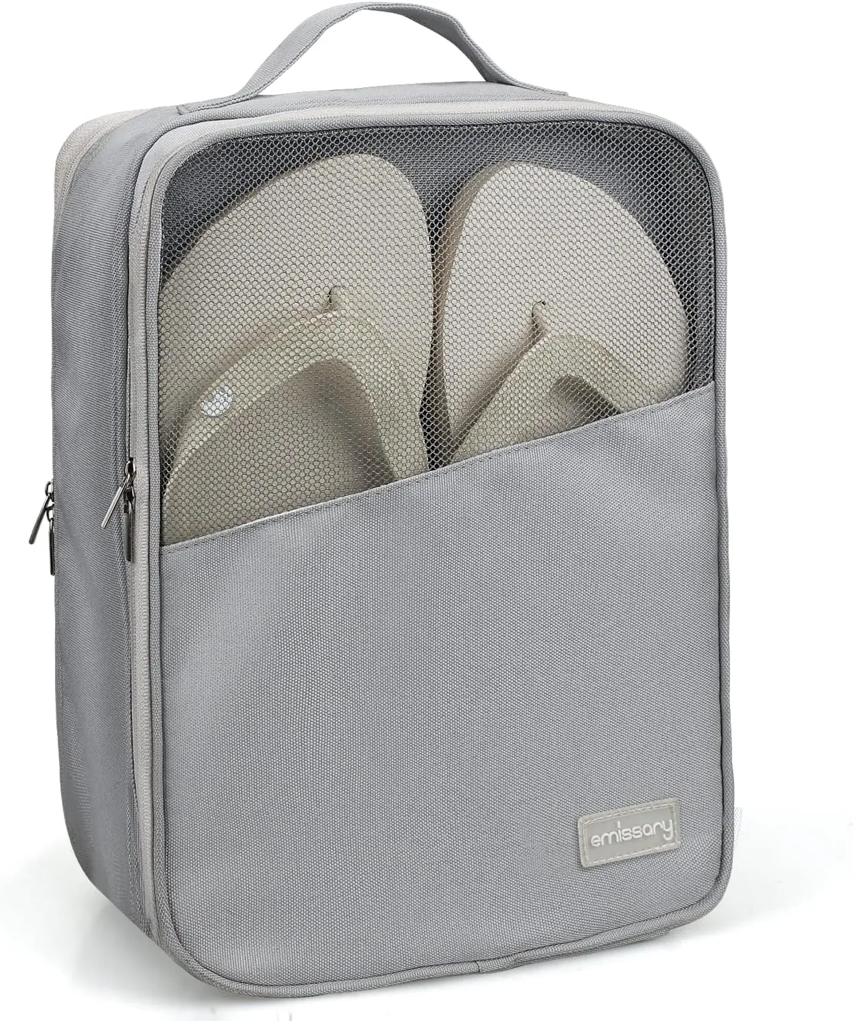 Emissary Shoe Bags - Medium Waterproof, Holds 3 Pairs, With Pocket, For Packing, Sneaker Travel Bag (Grey)