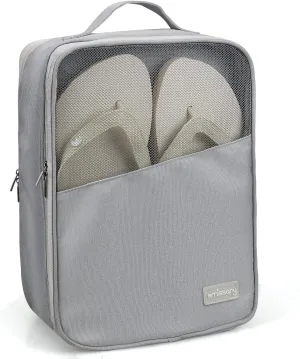 Emissary Shoe Bags - Medium Waterproof, Holds 3 Pairs, With Pocket, For Packing, Sneaker Travel Bag (Grey)