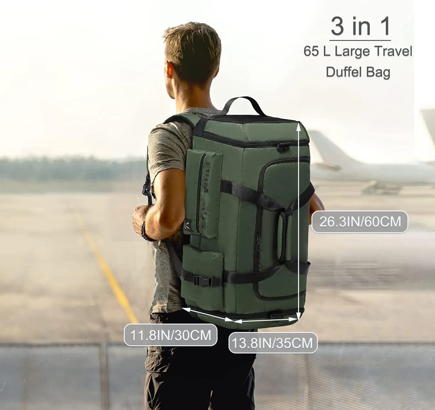 Eslcorri Gym Duffle Bag for Women Men, Sports Backpack with Wet & Shoe Compartment, Fitness Overnight Weekender Bag for Yoga, Swim, Travel (Style A, Green)