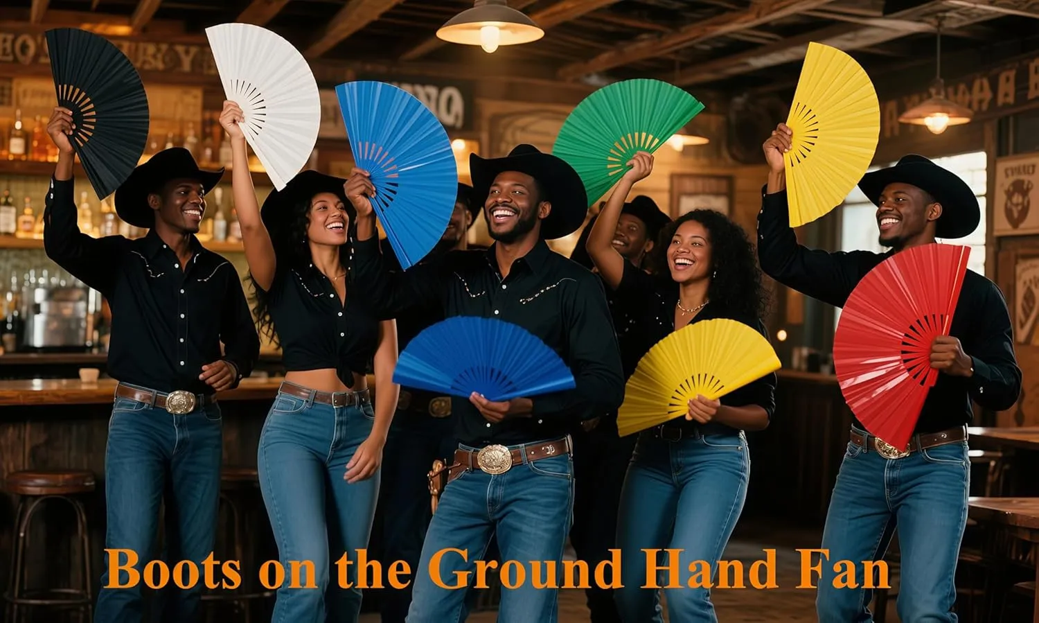 Fans for Line Dancing 3Pack Boots on The Ground Hand Fan Clack Clacking Large Folding Fans Big Handheld Clapping Snapping Cowboy Clacker Line Dance Popping Fan That Make Sounds pop (3pcs Black)