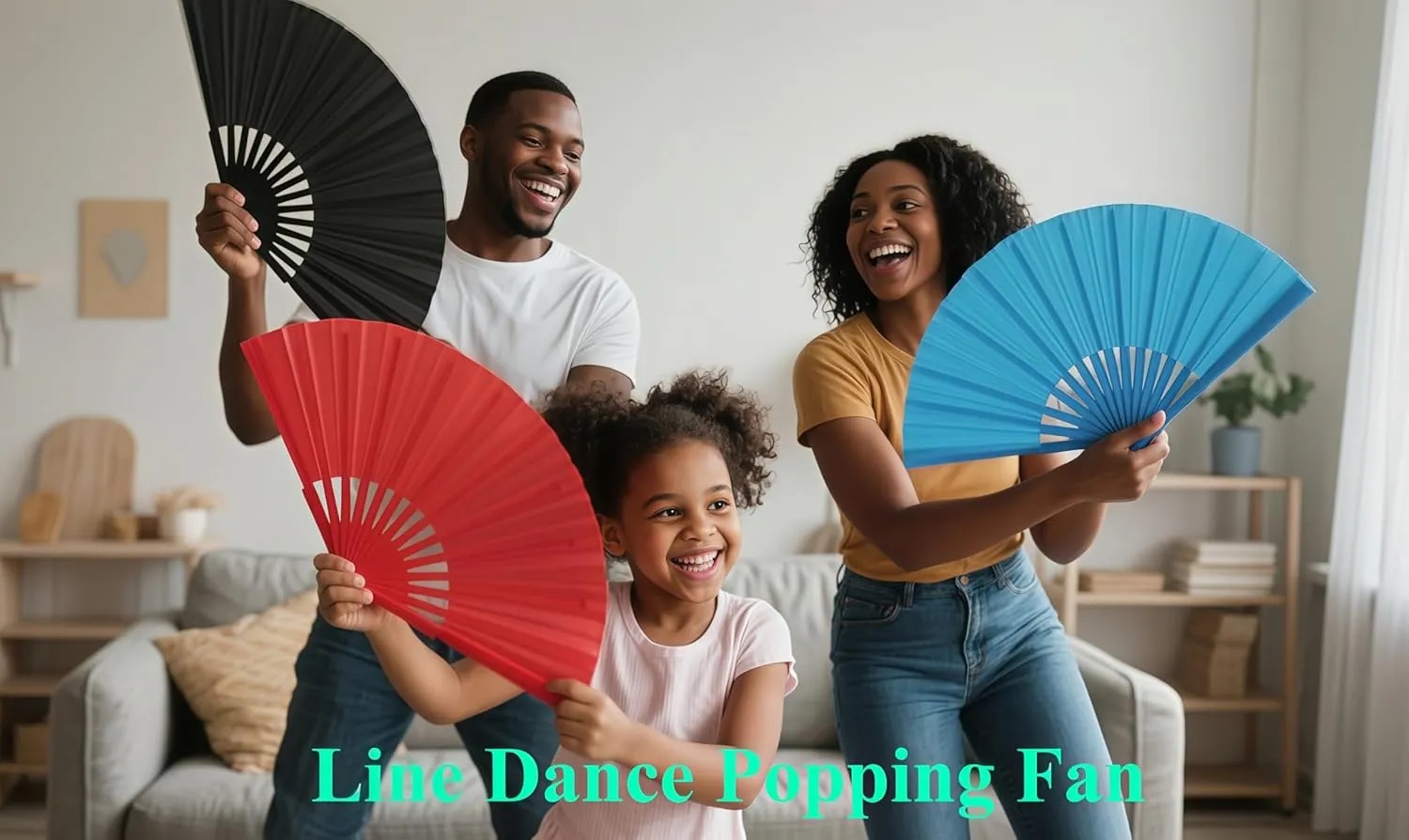 Fans for Line Dancing 3Pack Boots on The Ground Hand Fan Clack Clacking Large Folding Fans Big Handheld Clapping Snapping Cowboy Clacker Line Dance Popping Fan That Make Sounds pop (3pcs Black)