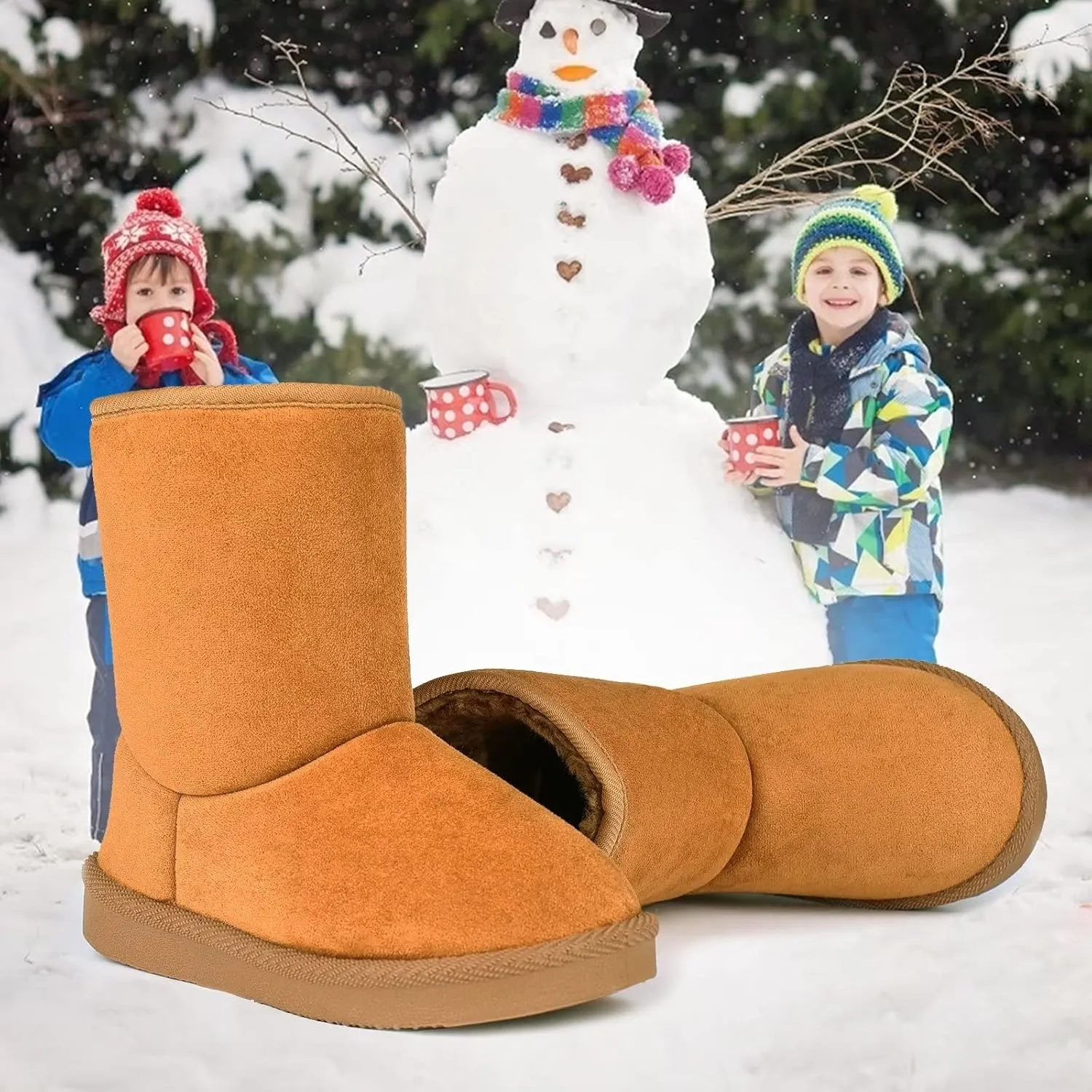 FANTURE Toddler Snow Boots for Girls Boys Winter Warm Fur Lined Kids Non Slip Outdoor Shoes (Toddler/Little Kid)
