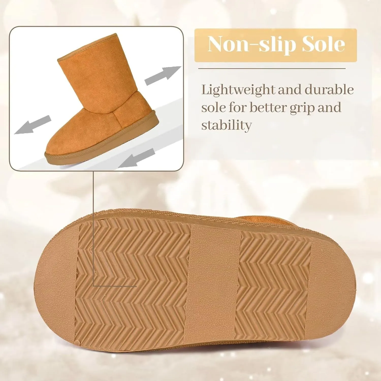 FANTURE Toddler Snow Boots for Girls Boys Winter Warm Fur Lined Kids Non Slip Outdoor Shoes (Toddler/Little Kid)