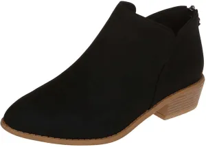 Fashion Boots for Women Chunky Heel Pointed Toe V Cutout Back Zipper Block Low Heel Ankle Booties Fall Solid Casual Comfy Outdoor Ladies Shoes