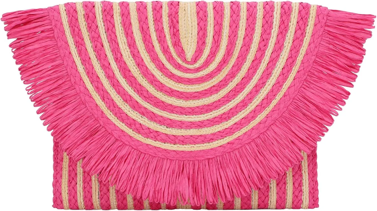 Fecialy Women Fringe Straw Clutch Purses Envelope Summer Beach Bags Woven Clutch Handbags