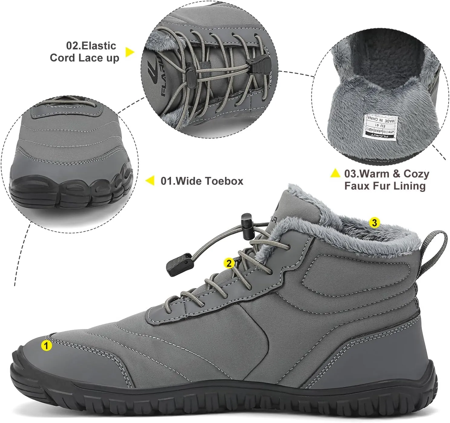 FLARUT Mens Womens Snow Boots Winter Shoes Warm Fur Waterproof Anti-Slip Outdoor Casual Ankle Sneakers