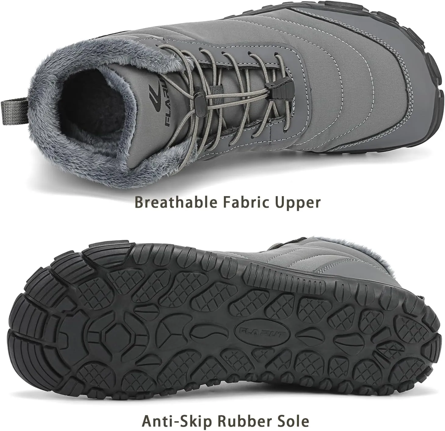 FLARUT Mens Womens Snow Boots Winter Shoes Warm Fur Waterproof Anti-Slip Outdoor Casual Ankle Sneakers