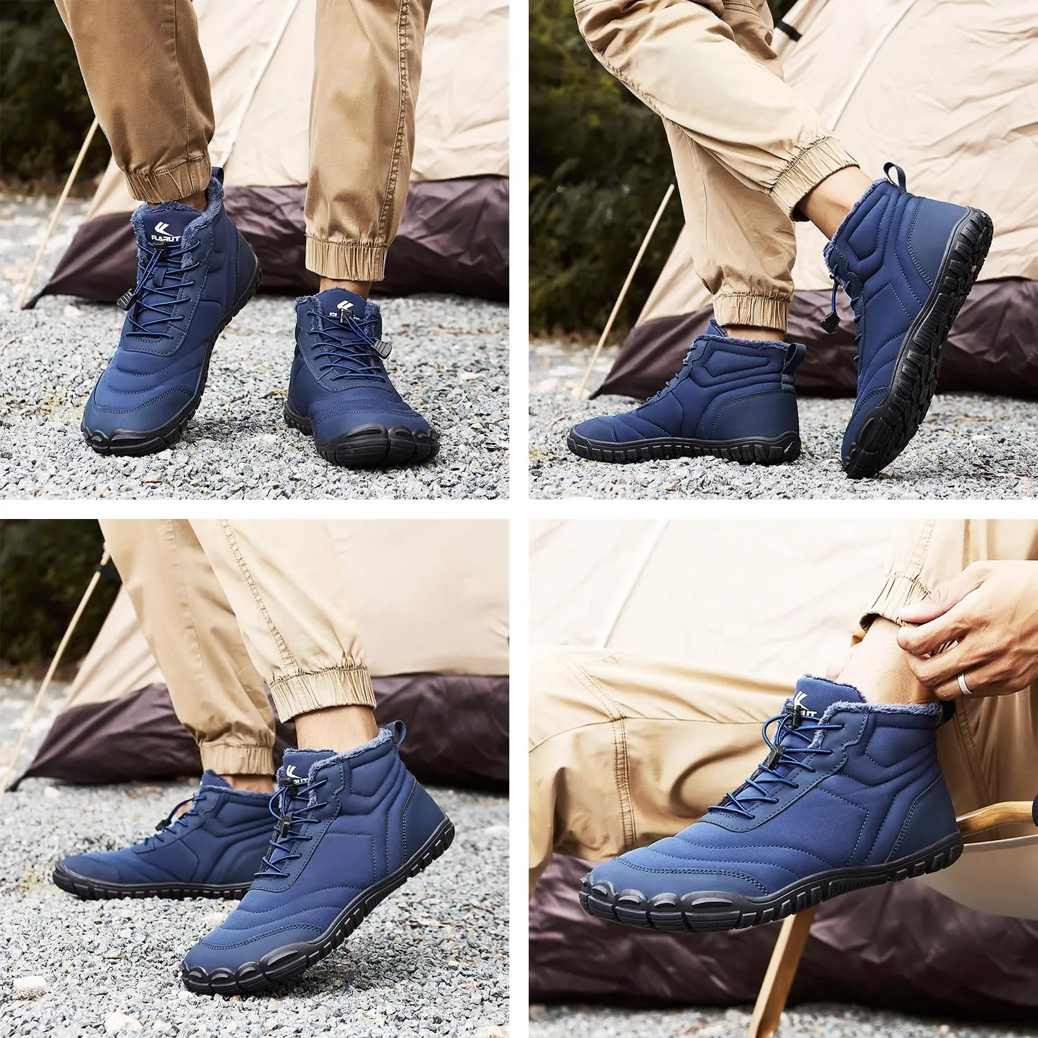 FLARUT Mens Womens Snow Boots Winter Shoes Warm Fur Waterproof Anti-Slip Outdoor Casual Ankle Sneakers