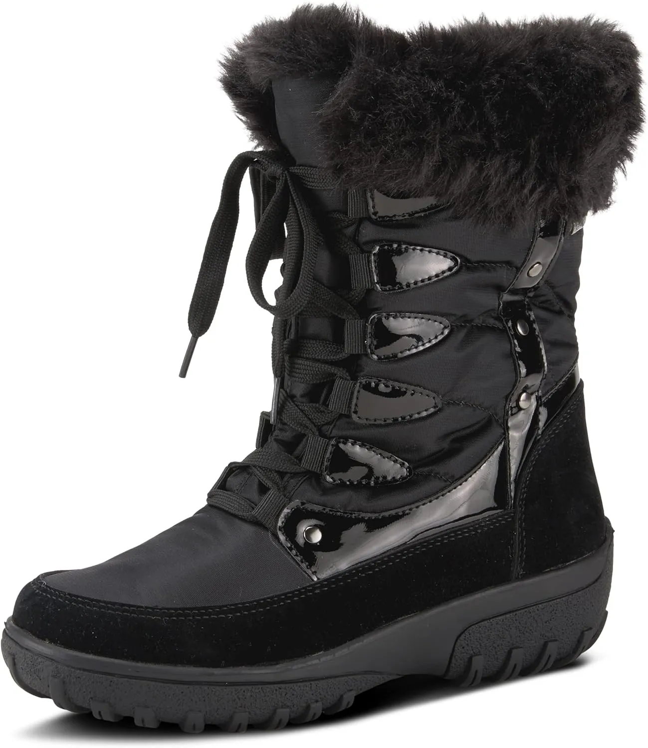 Flexus Spring Step Stormy Boots for Women - Waterproof Women's Snow Boots With Adjustable Lace and Zippers - Faux Fur Winter Boots for Outdoor
