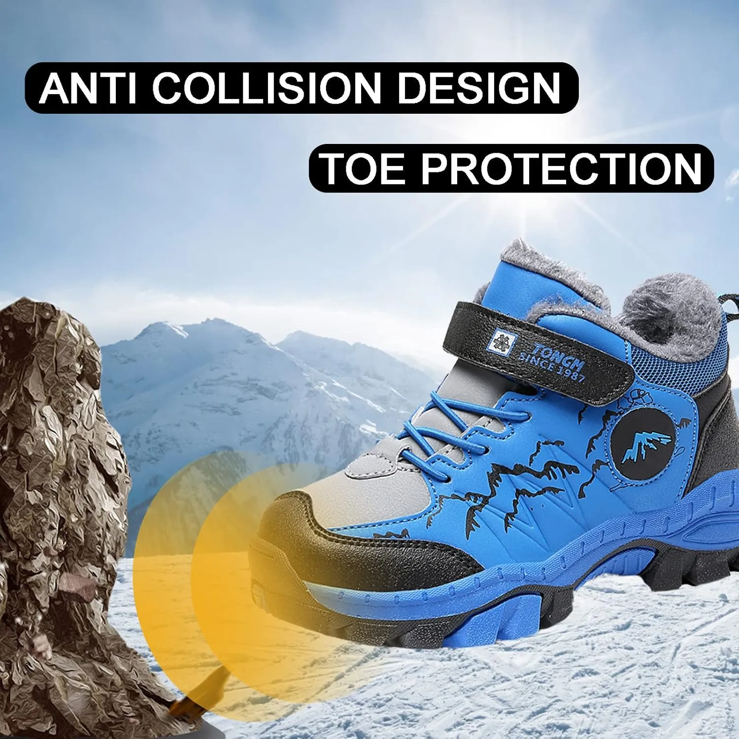 FLIOZY Kids Hiking Boots Boys Girls Winter Snow Boots Non Slip Warm Snow Sports Shoes Outdoor Walking Climbing Sneaker