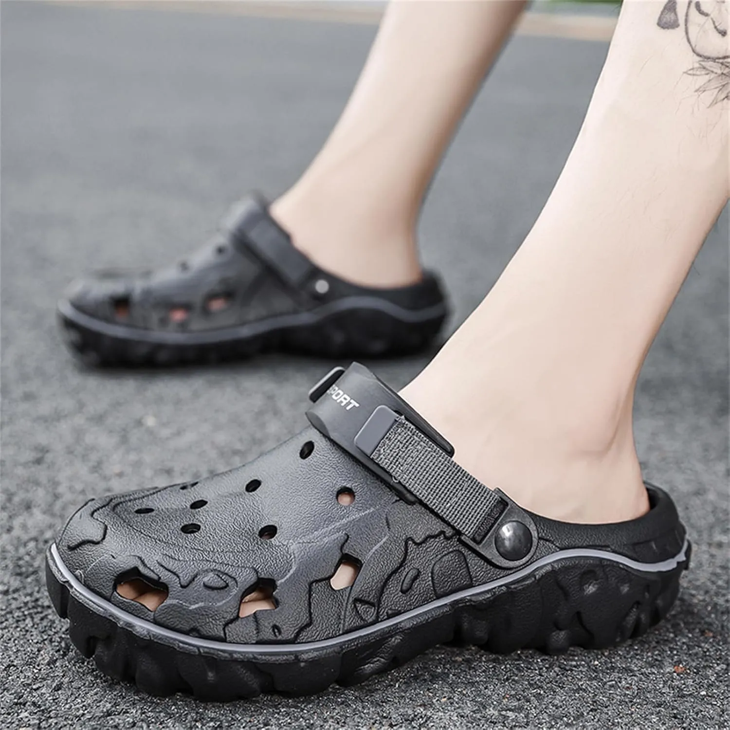 FLIOZY Mens Casual Sandals Breathable Clogs Walking Mules Sneakers Open Back Slip On Shoes Hollow Out Slippers