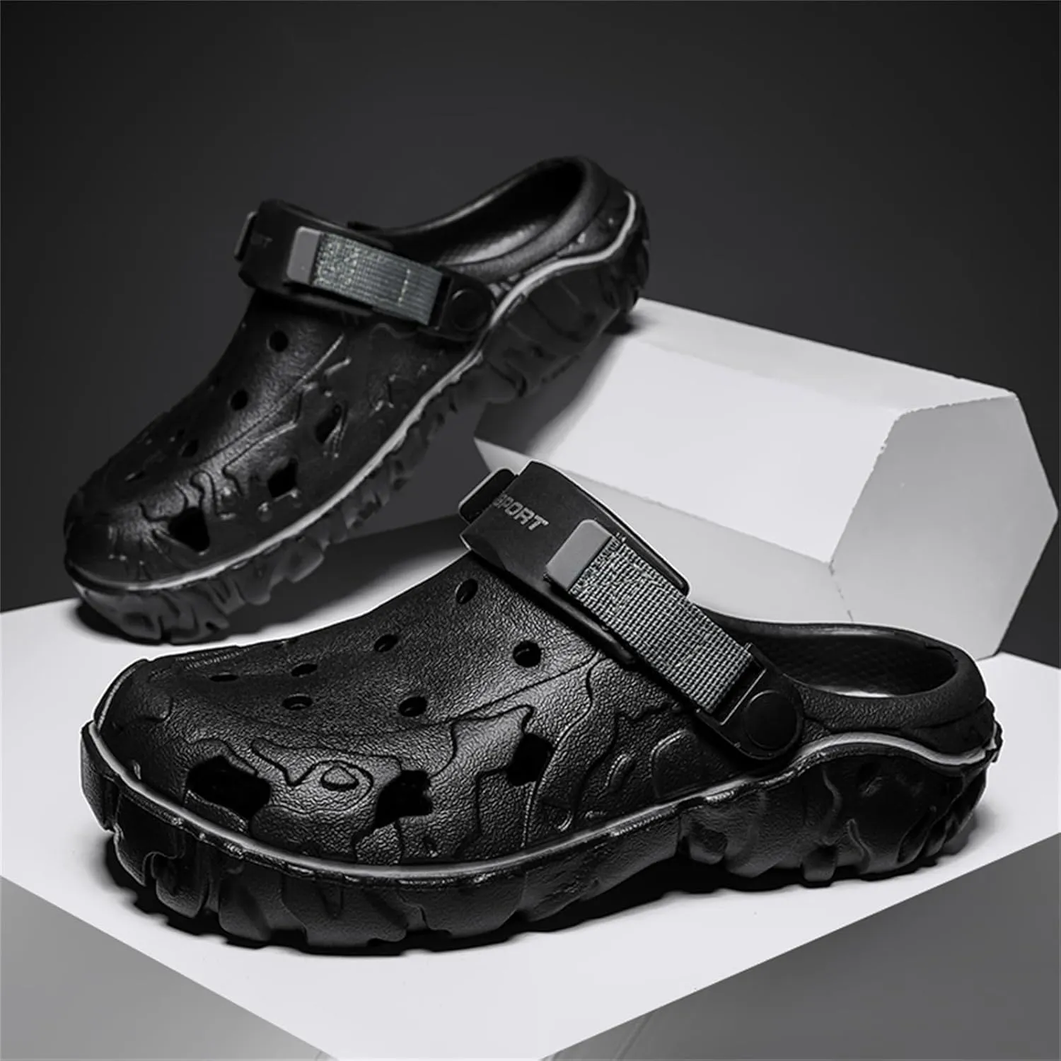 FLIOZY Mens Casual Sandals Breathable Clogs Walking Mules Sneakers Open Back Slip On Shoes Hollow Out Slippers