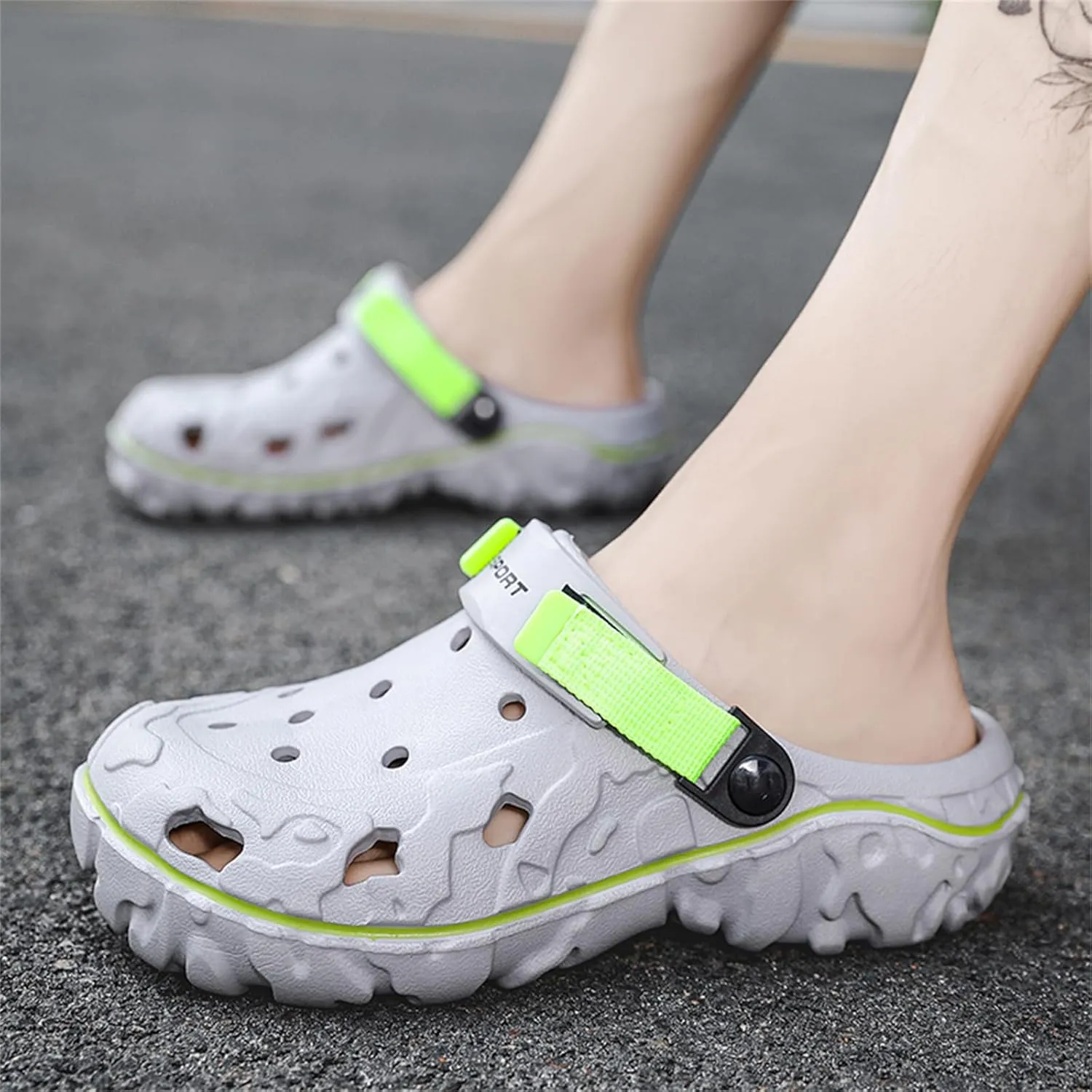 FLIOZY Mens Casual Sandals Breathable Clogs Walking Mules Sneakers Open Back Slip On Shoes Hollow Out Slippers