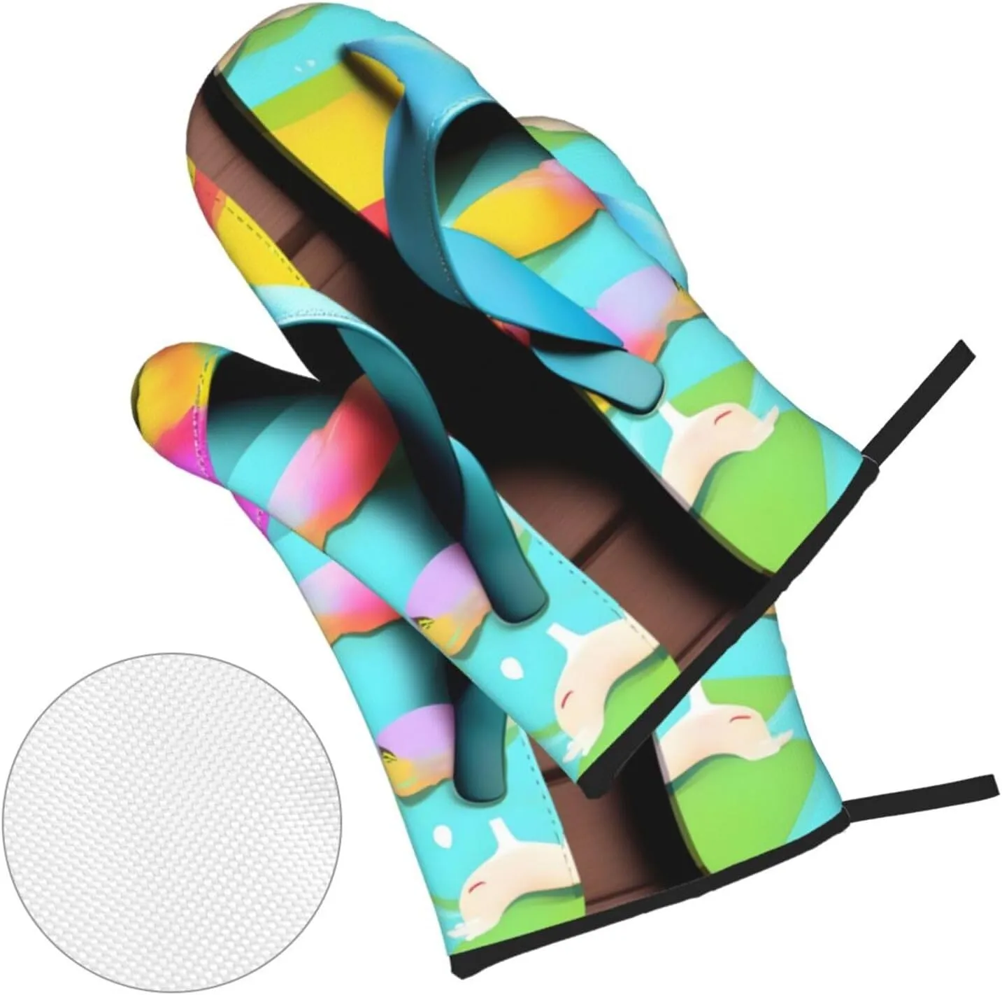 Flops Slippers Art Sandals Anti-Scalding and Heat Insulation Slip Oven Mitt and Trivets Set,Waterproof,for Baking Grilling