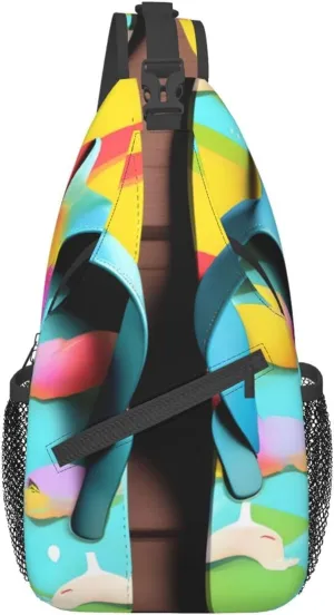 Flops Slippers Art Sandals Unisex Casual Diagonal Chest Bag,Multipurpose Crossbody Shoulder Bag Travel Hiking Daypack
