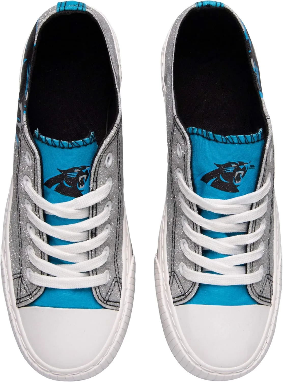 FOCO Women's NFL Team Logo Ladies Fashion Glitter Low Top Canvas Sneakers Shoes Dallas Cowboys Shoes-10/XXL