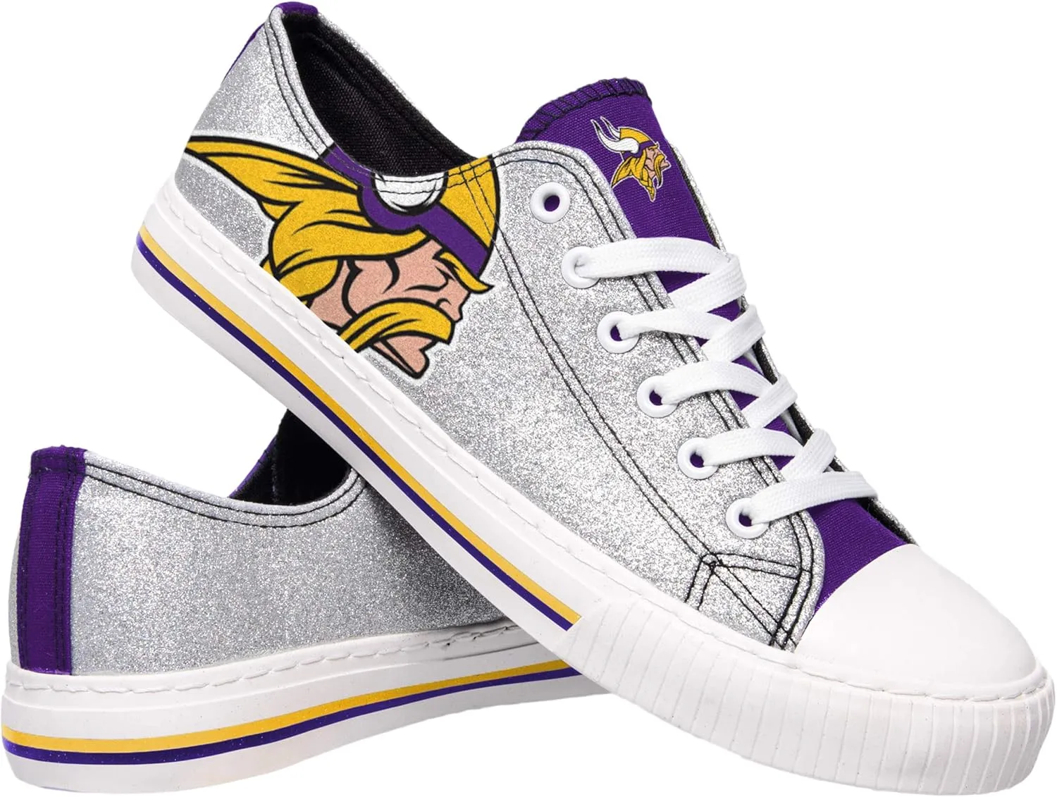 FOCO Women's NFL Team Logo Ladies Fashion Glitter Low Top Canvas Sneakers Shoes Dallas Cowboys Shoes-10/XXL