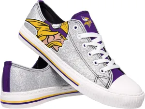FOCO Women's NFL Team Logo Ladies Fashion Glitter Low Top Canvas Sneakers Shoes Dallas Cowboys Shoes-10/XXL