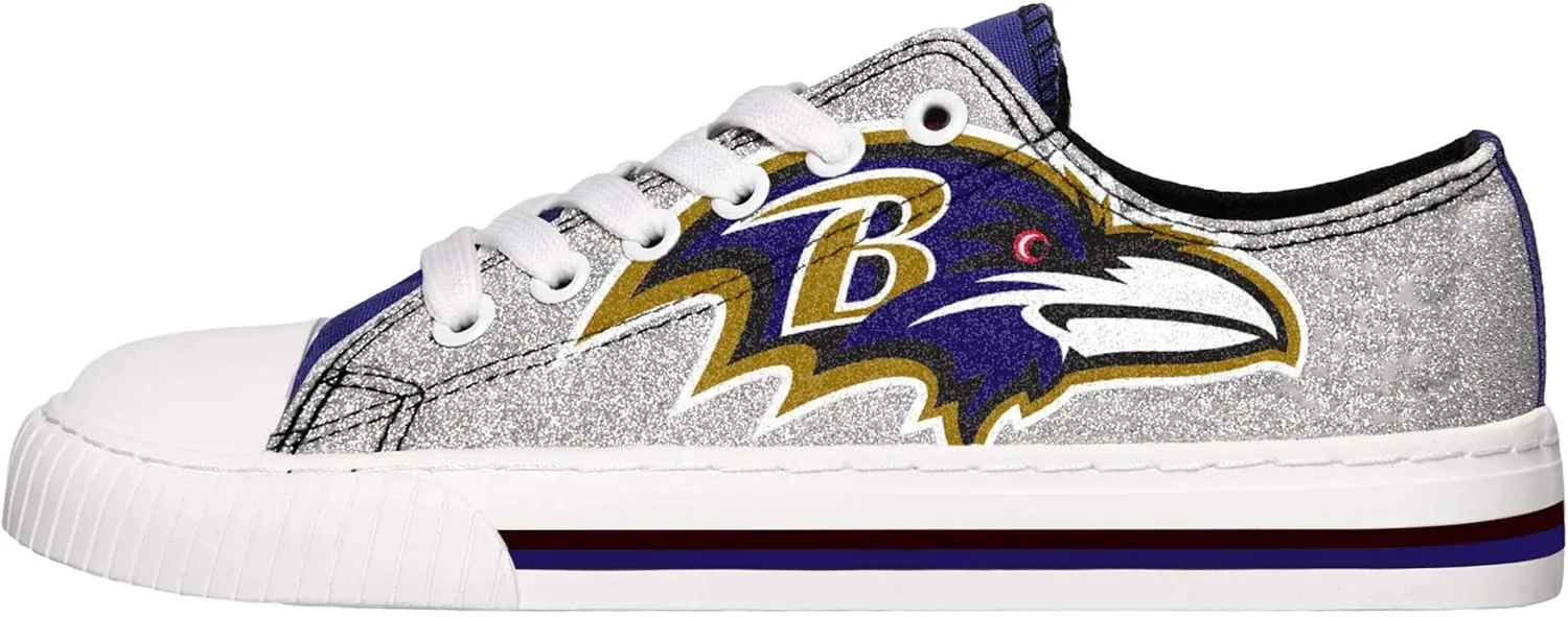 FOCO Women's NFL Team Logo Ladies Fashion Glitter Low Top Canvas Sneakers Shoes Dallas Cowboys Shoes-10/XXL