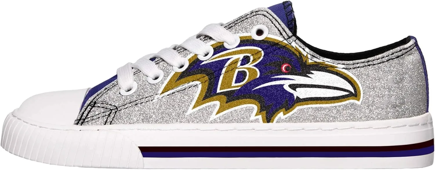 FOCO Women's NFL Team Logo Ladies Fashion Glitter Low Top Canvas Sneakers Shoes Dallas Cowboys Shoes-10/XXL