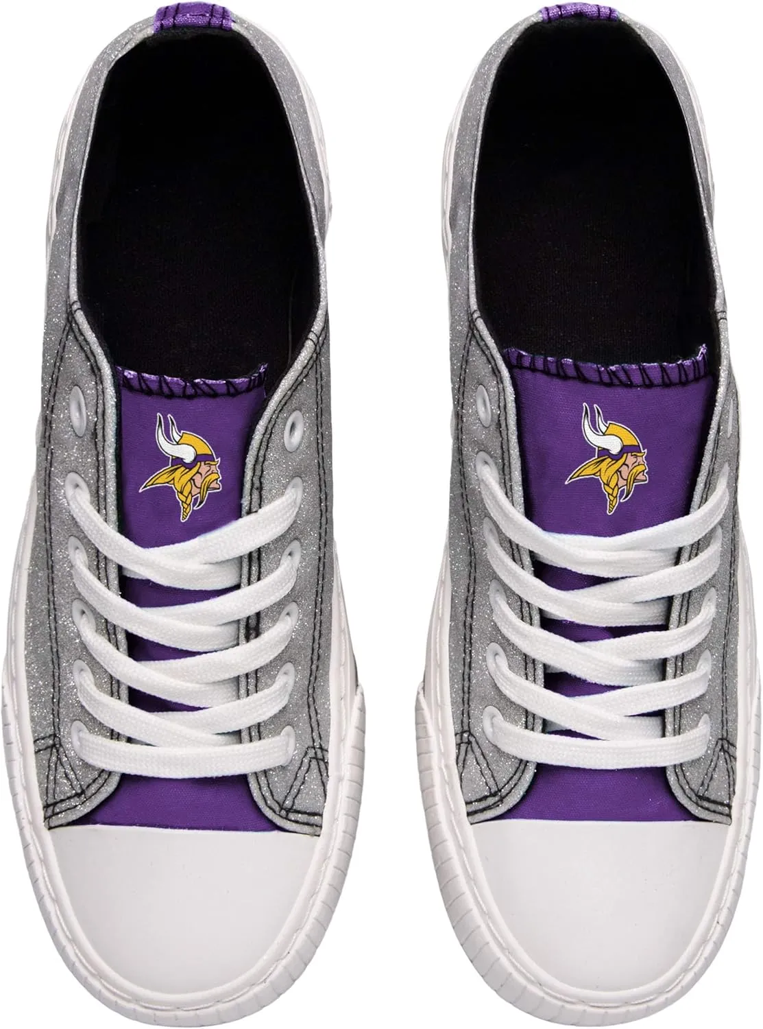 FOCO Women's NFL Team Logo Ladies Fashion Glitter Low Top Canvas Sneakers Shoes Dallas Cowboys Shoes-10/XXL