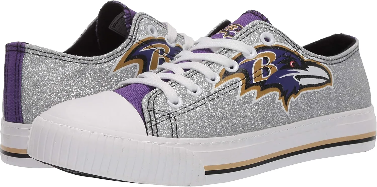 FOCO Women's NFL Team Logo Ladies Fashion Glitter Low Top Canvas Sneakers Shoes Dallas Cowboys Shoes-10/XXL