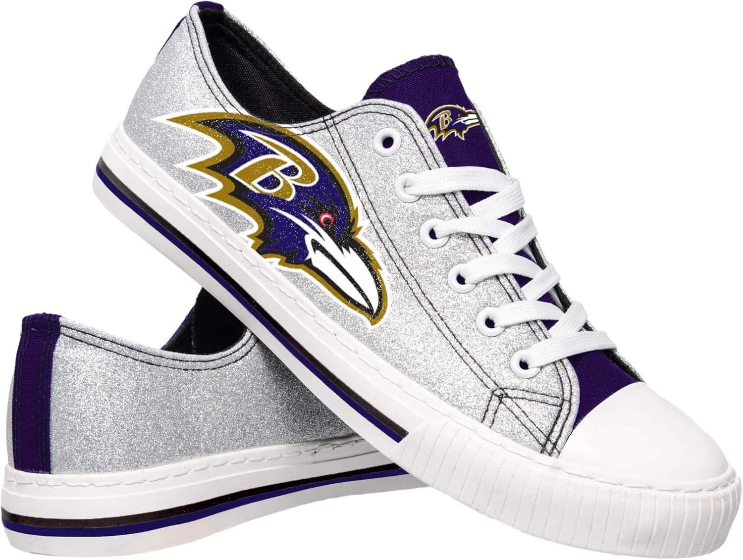 FOCO Women's NFL Team Logo Ladies Fashion Glitter Low Top Canvas Sneakers Shoes Dallas Cowboys Shoes-10/XXL