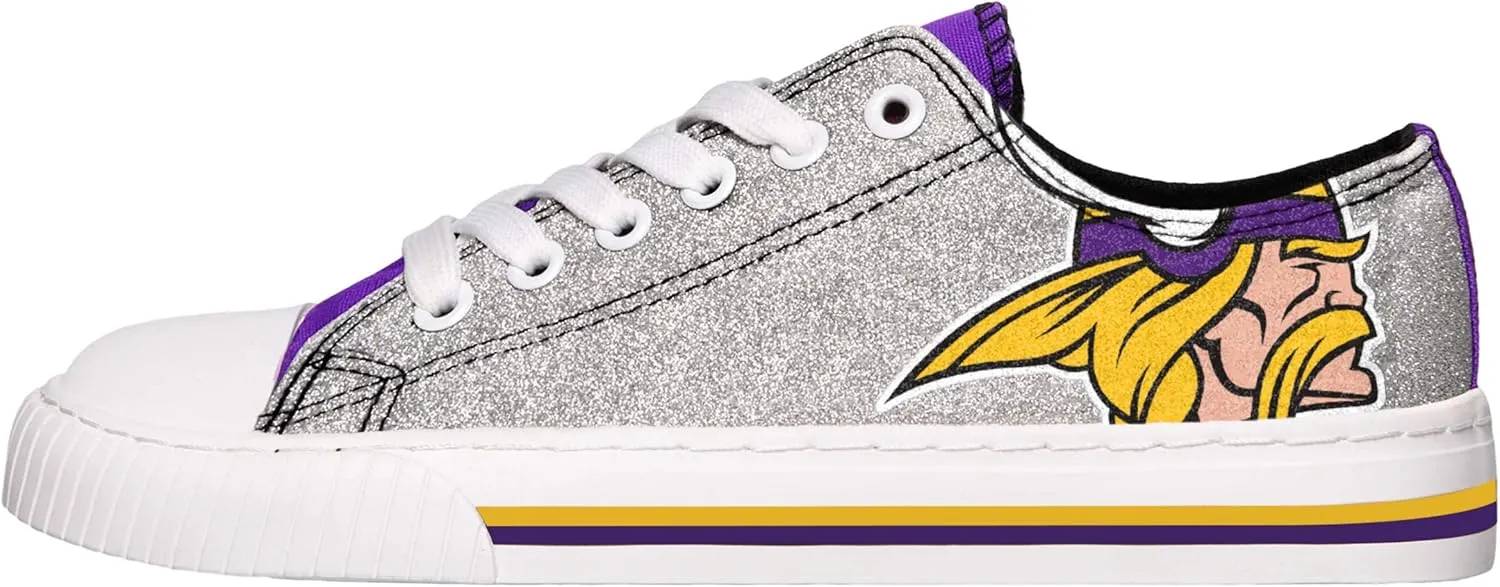 FOCO Women's NFL Team Logo Ladies Fashion Glitter Low Top Canvas Sneakers Shoes Dallas Cowboys Shoes-10/XXL