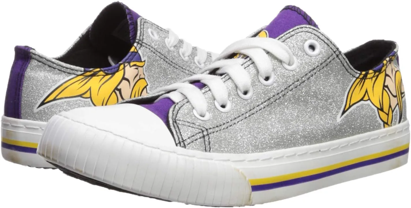FOCO Women's NFL Team Logo Ladies Fashion Glitter Low Top Canvas Sneakers Shoes Dallas Cowboys Shoes-10/XXL