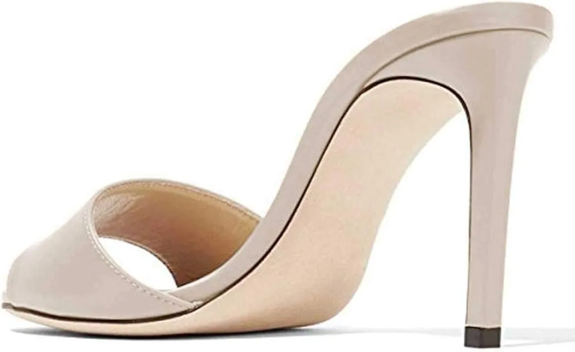 FOWT Women Peep Toe Mules Stiletto High Heels Sandals Party Evening Prom Office Comfort Casual Shoes Full Size 4-15 M US