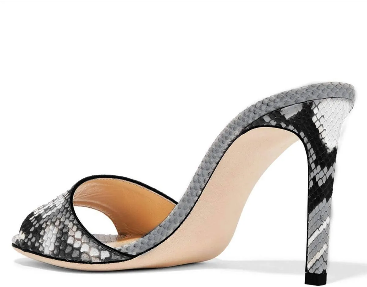 FOWT Women Peep Toe Mules Stiletto High Heels Sandals Party Evening Prom Office Comfort Casual Shoes Full Size 4-15 M US