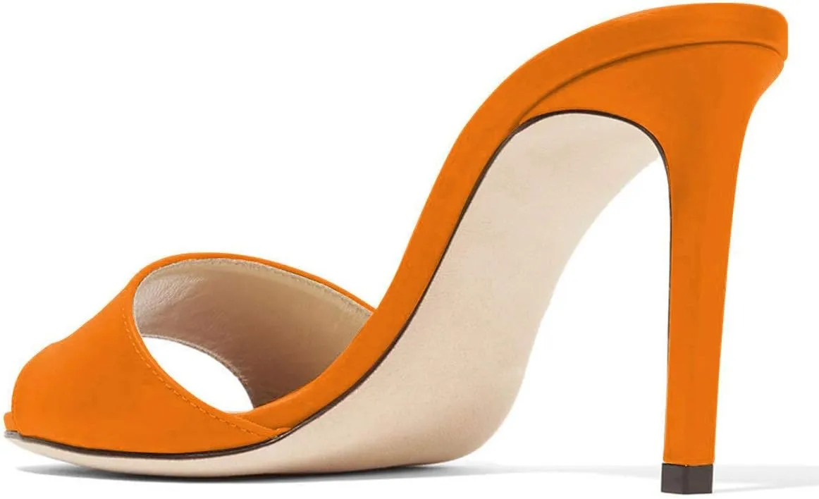FOWT Women Peep Toe Mules Stiletto High Heels Sandals Party Evening Prom Office Comfort Casual Shoes Full Size 4-15 M US