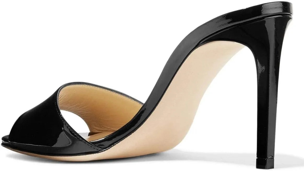 FOWT Women Peep Toe Mules Stiletto High Heels Sandals Party Evening Prom Office Comfort Casual Shoes Full Size 4-15 M US